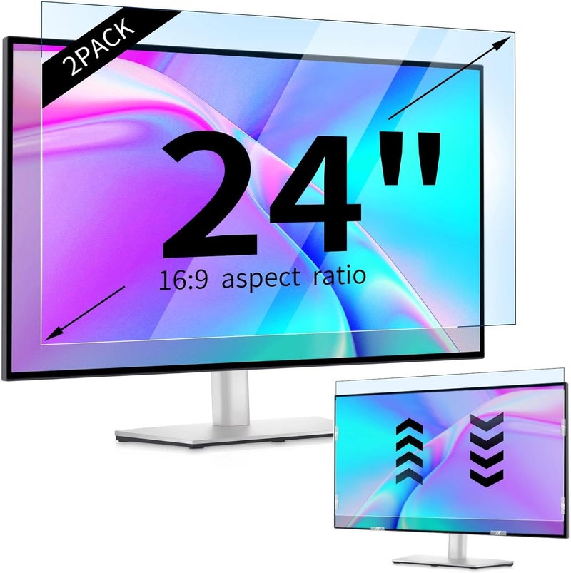 IPROKKO 【2 Pack】 24 inch Anti-Blue Light monitor Screen Protector for 16:9 Widescreen,Removable Anti Glare Blue Light Blocking Screen Filter，LED PC Anti-UV Eye Protection Filter Film - Image 1